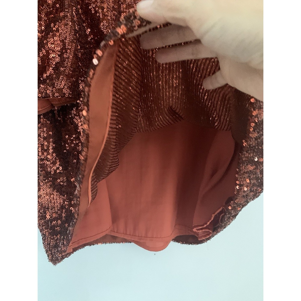 Anthropologie Marie Sequined Top Sz 2 Copper $120 Christmas Sparkle Rust NYE - Picture 7 of 13